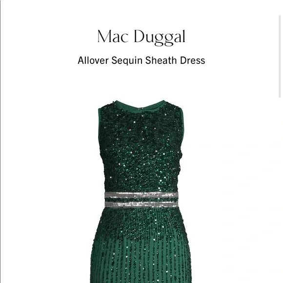 Mac Duggal | Dresses | Mac Duggal Emerald Green Sequin Sheath Dress Size 2  Fits True To Size | Poshmark